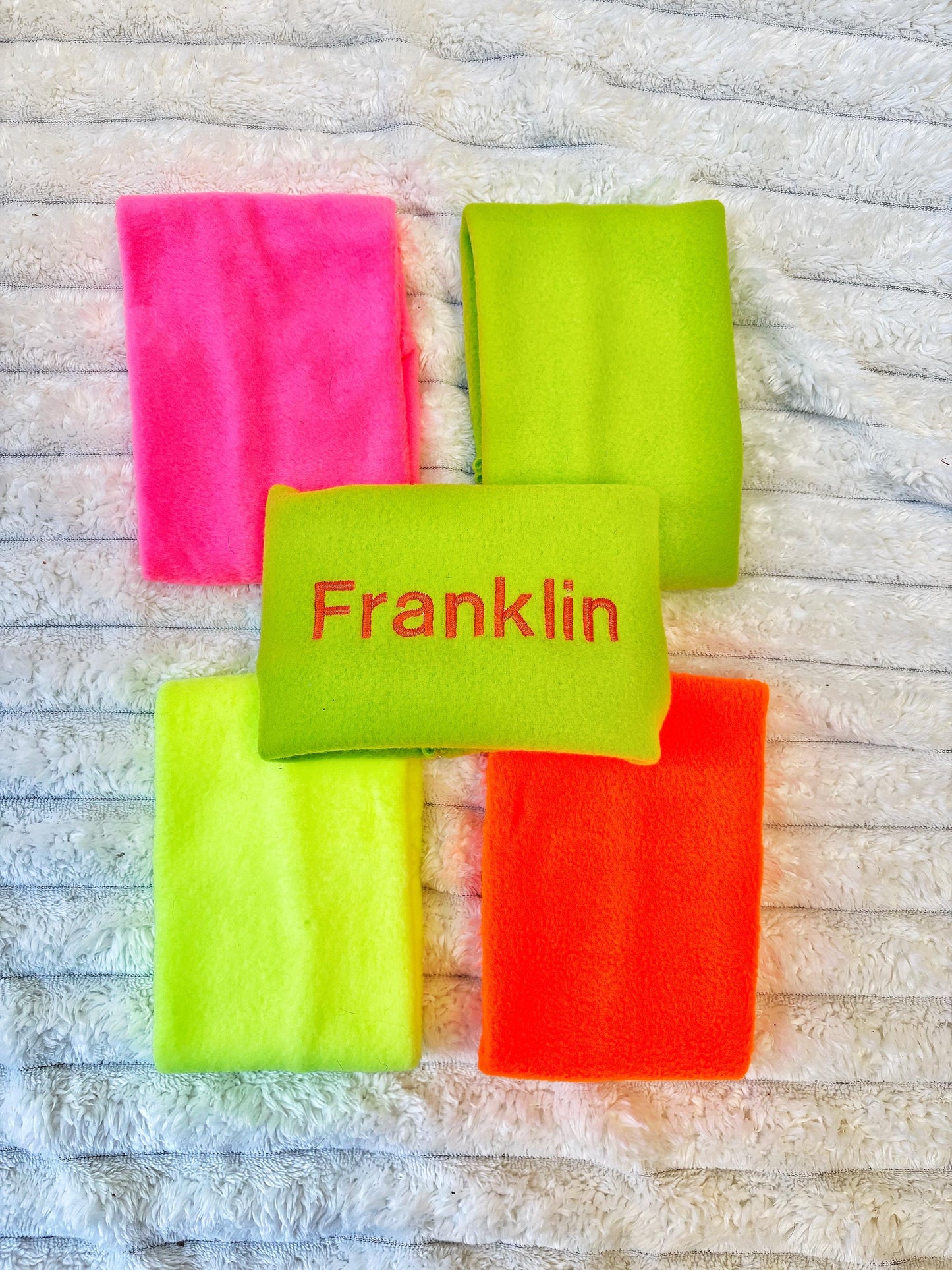 Handmade Neon Polar Fleece Dog Snood – Personalised Option