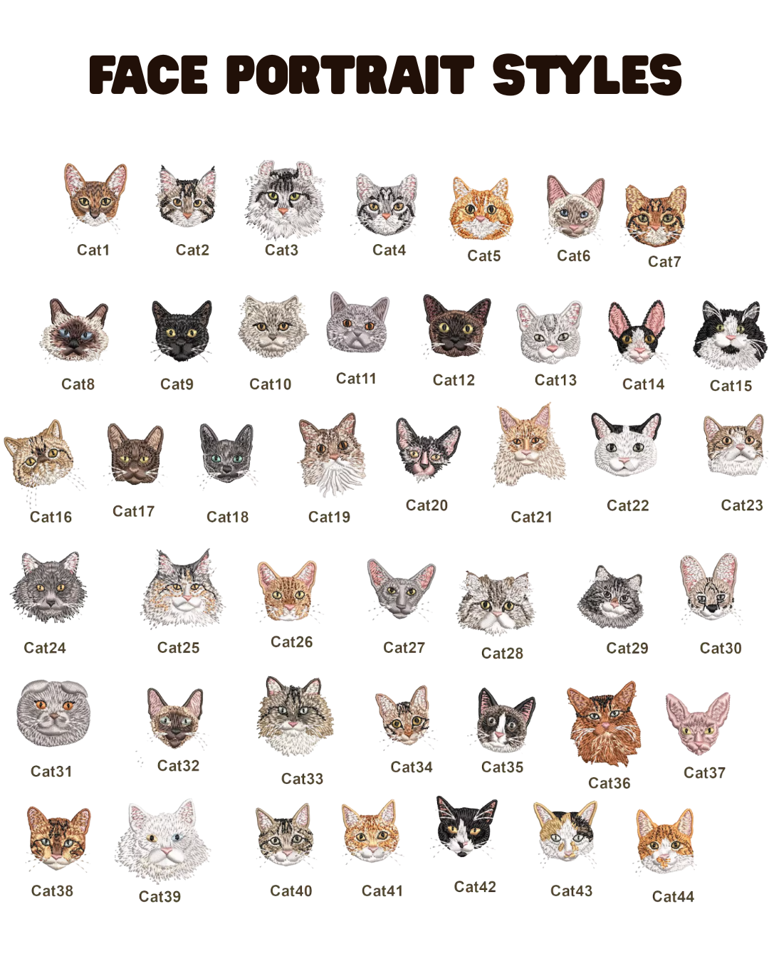 Custom Embroidered Canvas Cat Breed Bag