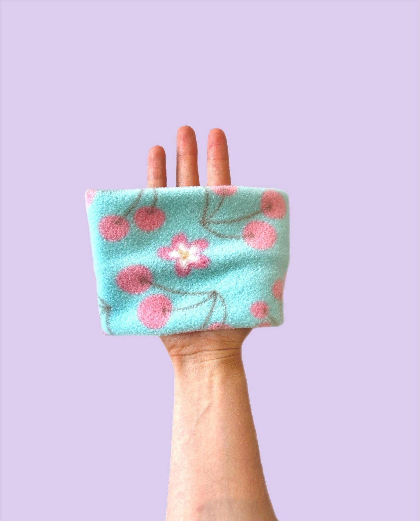 Handmade Cherries and Lillies Polar Fleece Dog Snood – Personalised Option