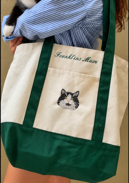 Custom Embroidered Canvas Cat Breed Bag by Franklin & Stitch