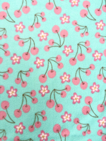Handmade Cherries and Lillies Polar Fleece Dog Snood – Personalised Option