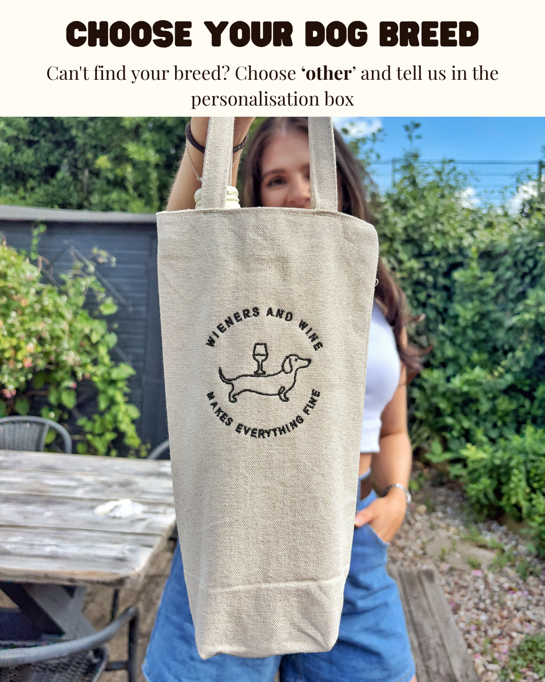 Dog breed canvas wine bag