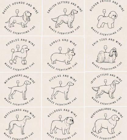 Dog breed canvas wine bag