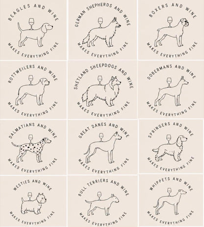 Dog breed canvas wine bag