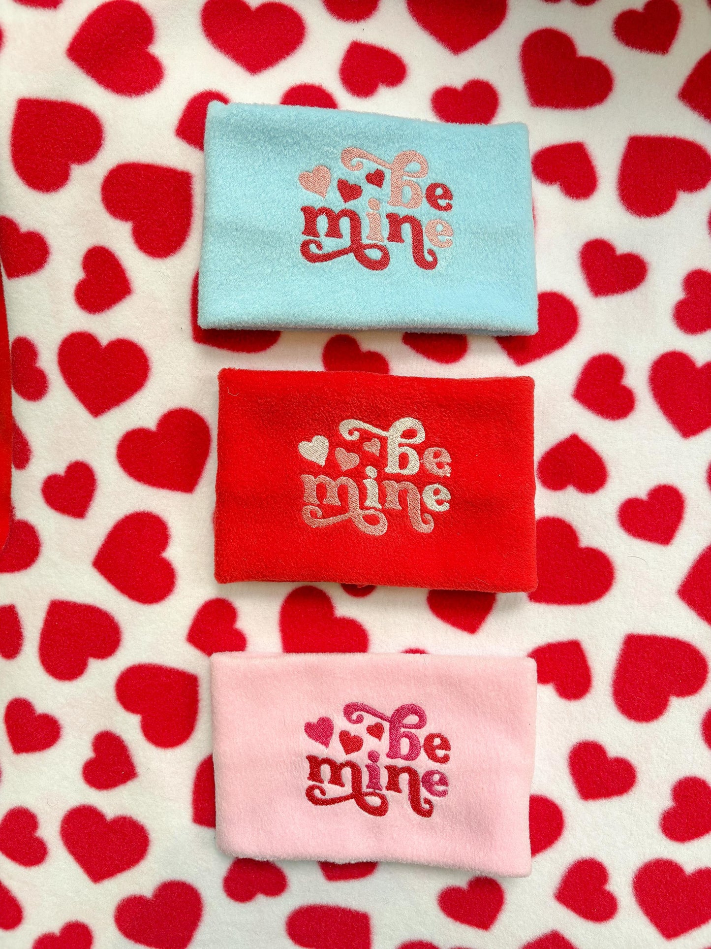 Handmade Be Mine Polar Fleece Dog Snood – Personalised Option